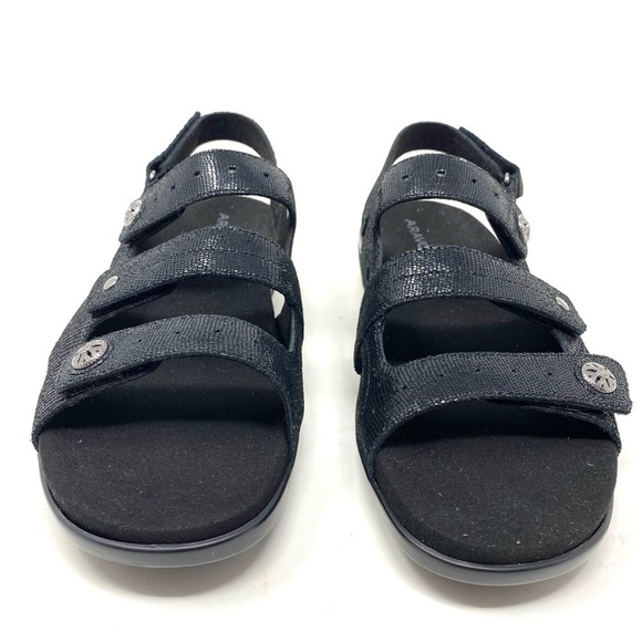 Aravon PC Three Strap Black Sandals NARROW - Picture 3 of 7